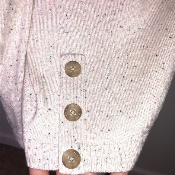 Cream colored TALBOTS Speckled Rainbow v-neck knit sweater - Picture 6 of 11